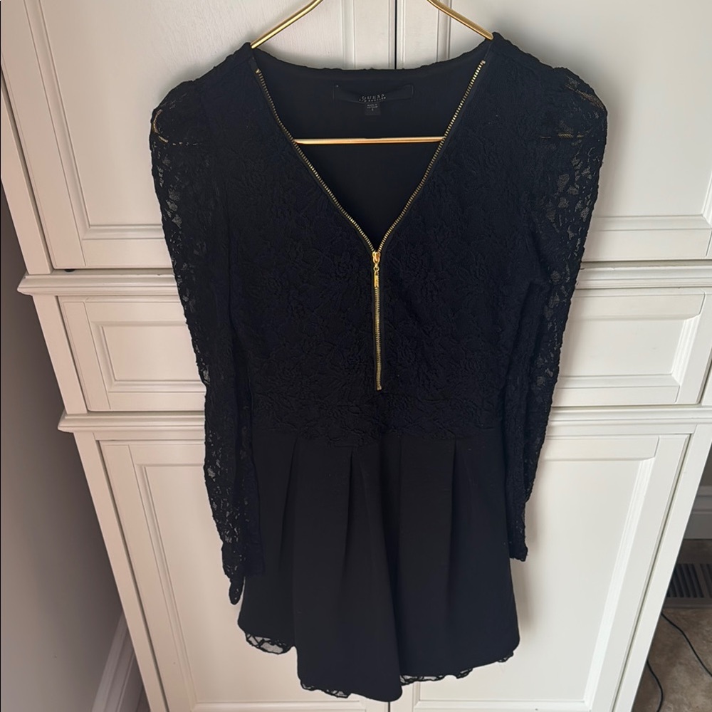 G by Guess Black Lace Dress with Gold Accent